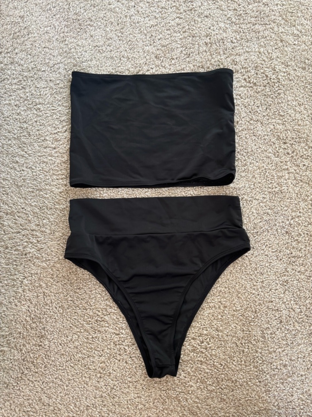 SHEIN Black High-Waist Bandeau Bikini Set